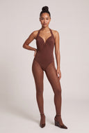 Plunge Halter Thong Bodysuit