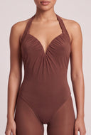 Plunge Halter Thong Bodysuit