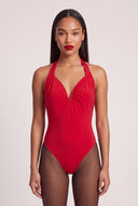 Plunge Halter Thong Bodysuit