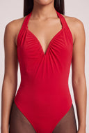 Plunge Halter Thong Bodysuit