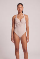 Plunge Halter Thong Bodysuit