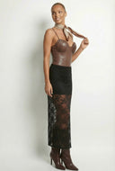 Zuri Leather Look Ruched Sweetheart Bodysuit