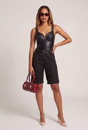 Vegan Leather Thong Bodysuit