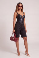 Vegan Leather Thong Bodysuit