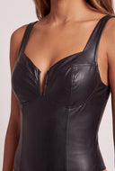 Vegan Leather Thong Bodysuit