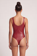 Vegan Leather Thong Bodysuit