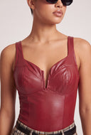 Vegan Leather Thong Bodysuit