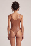 Vegan Leather Thong Bodysuit