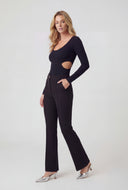Ribbed Cut Out High Cut Bodysuit