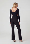 Ribbed Cut Out High Cut Bodysuit