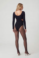 Ribbed Cut Out High Cut Bodysuit