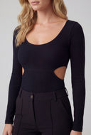 Ribbed Cut Out High Cut Bodysuit
