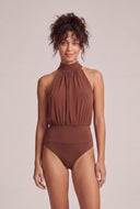 Ruched Mock Neck Bodysuit
