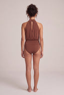 Ruched Mock Neck Bodysuit