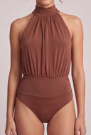 Ruched Mock Neck Bodysuit