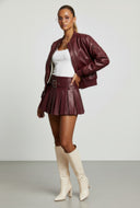 Belted Faux Leather Pleated Skort