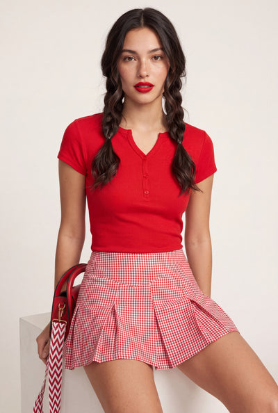 Gingham Pleated Skort