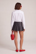 Vegan Leather Pleated Micro Skort