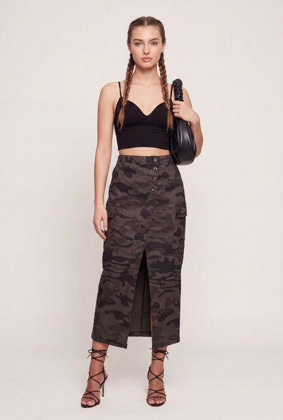 Camo Cargo Midi Skirt