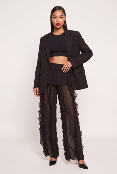 Skirt Overlay Ruffle Pants