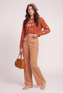 Faux Suede Straight Leg Pants