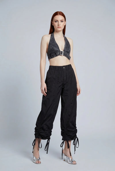Drawstring Side Parachute Pants
