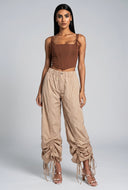 Drawstring Side Parachute Pants