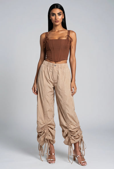 Drawstring Side Parachute Pants