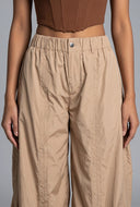 Drawstring Side Parachute Pants