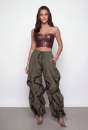 Ruffled Toggle Drawstring Hem Joggers
