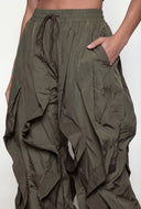 Ruffled Toggle Drawstring Hem Joggers