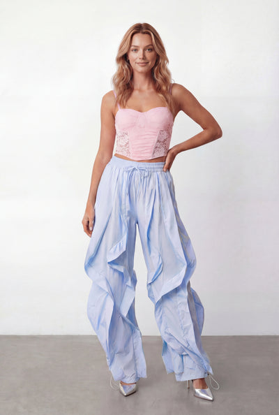 Ruffled Toggle Drawstring Hem Joggers