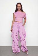 Ruffled Toggle Drawstring Hem Joggers