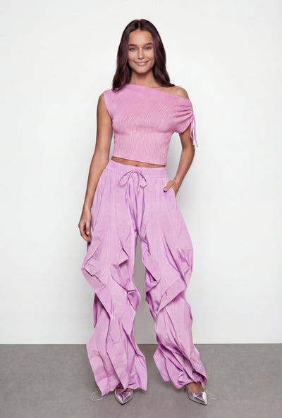 Ruffled Toggle Drawstring Hem Joggers