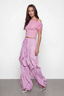 Ruffled Toggle Drawstring Hem Joggers
