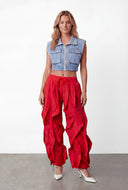 Ruffled Toggle Drawstring Hem Joggers