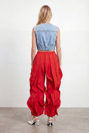 Ruffled Toggle Drawstring Hem Joggers