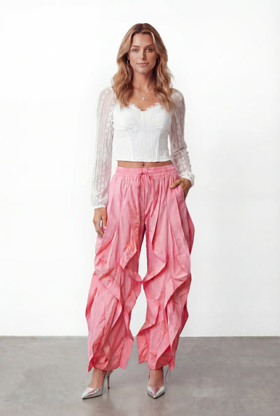 Ruffled Toggle Drawstring Hem Joggers
