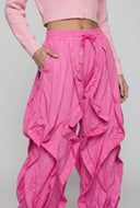 Ruffled Toggle Drawstring Hem Joggers