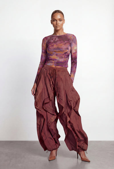 Ruffled Toggle Drawstring Hem Joggers