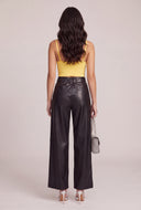 Vegan Leather Pintuck Wide-Leg Pants