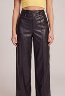 Vegan Leather Pintuck Wide-Leg Pants