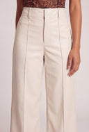 Vegan Leather Pintuck Wide-Leg Pants