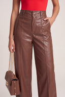 Vegan Leather Pintuck Wide-Leg Pants