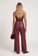 Vegan Leather Pintuck Wide-Leg Pants