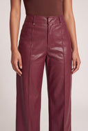 Vegan Leather Pintuck Wide-Leg Pants