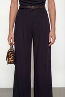 Belted Wide-Leg Dress Pants