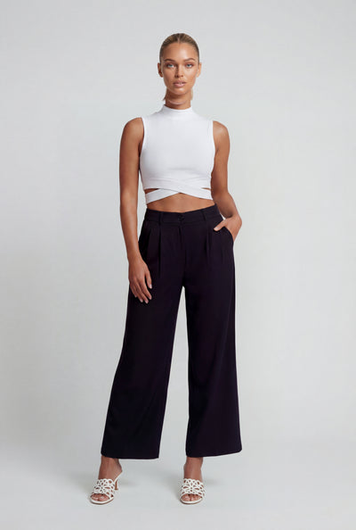 Pleated Wide-Leg Dress Pants