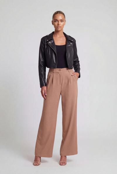 Pleated Wide-Leg Dress Pants