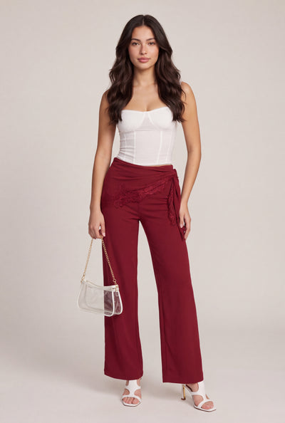 Side Tie Wide Leg Pants